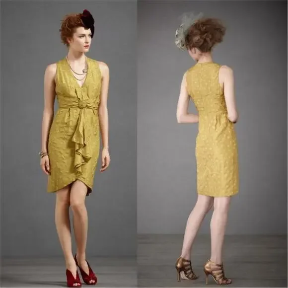 BHLDN | Quillaree Tethered Dots Dress Yellow Size 2 NWOT - Picture 2 of 12
